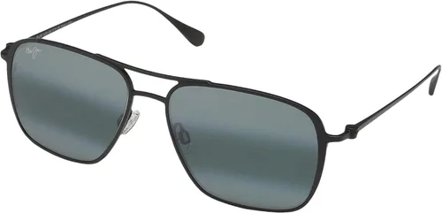Vista 3 de Maui Jim Gafas de sol polarizadas de aviador para hombre y mujer, ajuste extra grande Negro mate/gris neutro polarizado