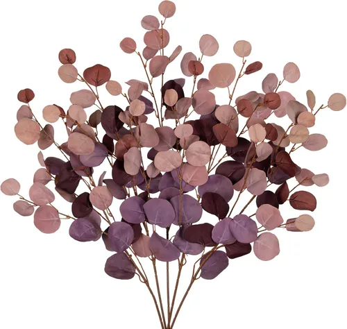 Vista 10 de DILATATA Rama de Eucalipto Artificial Negro de 32 pulgadas, Hojas de Eucalipto de Otoño, Ramas de Hojas de Otoño, Tallos Artificiales de Otoño