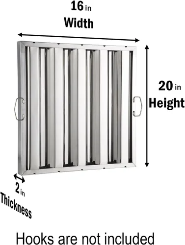 Vista 2 de 20 pulgadas de altura Filtro de campana de acero inoxidable de 16 pulgadas de ancho Juego de 2 Filtro deflector de campana de cocina comercial