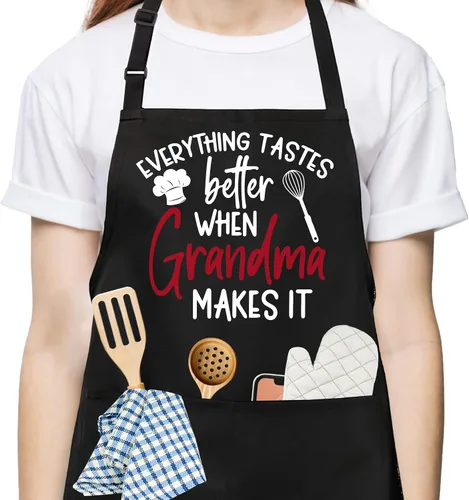 Vista 23 de Divertido delantal de cocina para mujeres y hombres, delantal de cocina para hornear con 2 bolsillos, lindo regalo de cumpleaños, Navidad, día