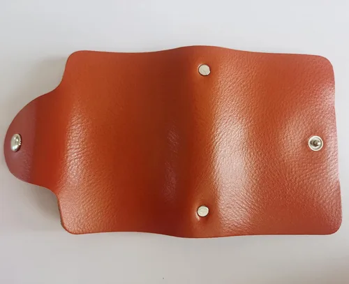 Vista 3 de YaJaMa Cartera para tarjetas de crédito, pequeña, de piel auténtica, 26 ranuras, para tarjetas, organizador para mujeres y hombres, Naranja, Cartera