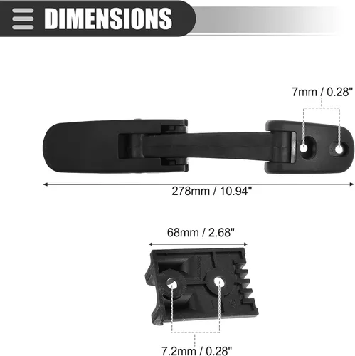 Vista 4 de Motoforti Kit de montaje del pestillo del capó, lado izquierdo del conductor o lado derecho del pasajero, para Kenworth T170 T270 T330 T370 T660