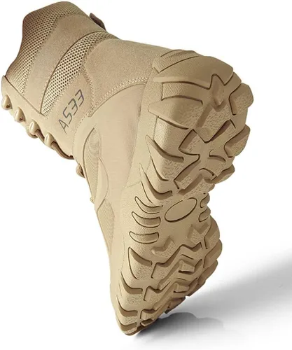 Vista 7 de Botas tácticas para hombre, botas militares de trabajo, botas de combate al aire libre para senderismo, motocicleta, escalada