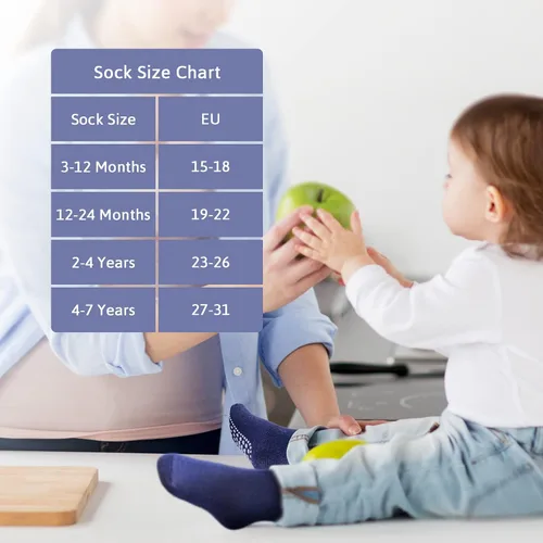 Vista 6 de Sosenfer Calcetines antideslizantes para niños pequeños con pinzas, 5-10 pares de calcetines antideslizantes para bebés de 1 a 7 años, hechos