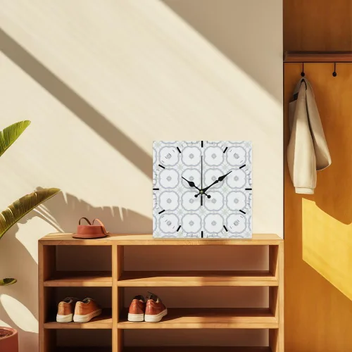 Vista 7 de White Floral Flower Green Star Wall Clock Decorative Wall Clocks Decorative Plug in Clock Battery Operated Clocks Garage for Kitchen Bathroom