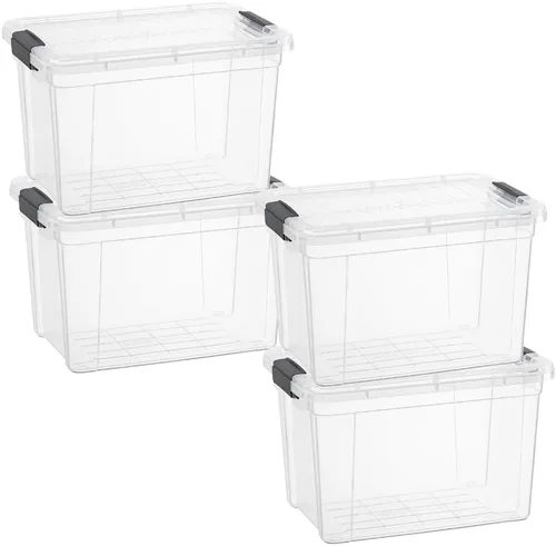 Vista 72 de Superio - Contenedores de almacenamiento de plástico transparente de 1.27 cuartos de galón con tapas, contenedores organizadores apilables, cajas