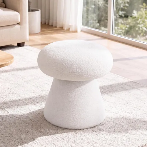 Vista 13 de FOXHUNTER Moderno reposapiés otomano, taburete trenzado de felpilla con relleno de esponja, exquisito taburete de puf para mesa auxiliar, taburete