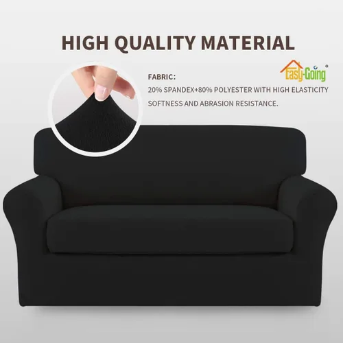 Vista 3 de Easy-Going Funda elástica de microfibra para sofá de 2 piezas, con elastano, suave y ajustable, protector de muebles lavable con parte inferior