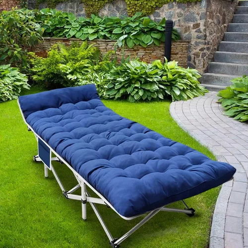 Vista 4 de Paquete de 2 catres de camping con colchón para dormir con almohadilla cómoda, cama de campamento resistente para adultos, catre plegable para casa