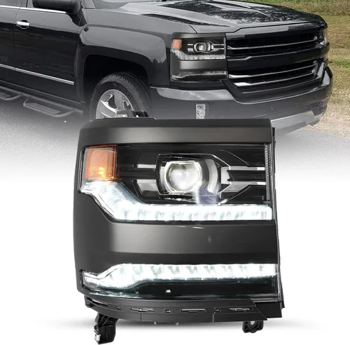 Vista 26 de JSBOYAT HID/Xenon para Chevy Silverado 1500 2016-2019 Conjunto de Faros Delanteros de Repuesto Proyector LED DRL Estilo OE de Fábrica Par Juego