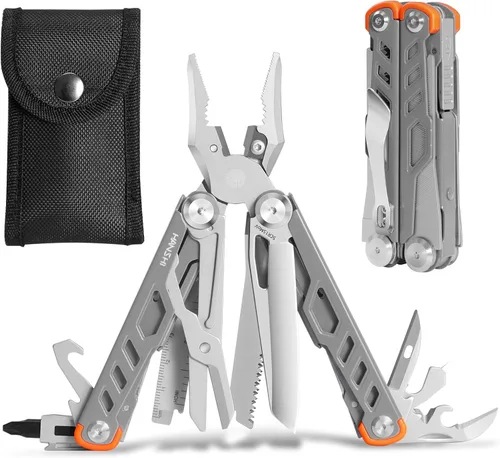 Vista 10 de HANSHI Llave Inglesa Ajustable Multiherramienta Martillo para Supervivencia, 16 en 1 Alicates Multiherramientas con Funda de Nylon, Navaja
