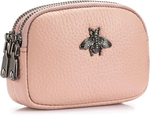 Vista 24 de Monedero de cuero para mujer, billetera pequeña para mujer, bolsa de cambio A-Negro
