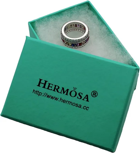Vista 3 de HERMOSA Anillos para mujer, multicolor, circonita cúbica, arco iris, tallas 6 a 12