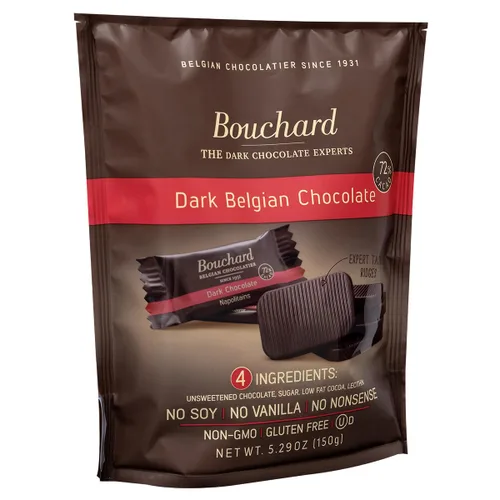 Vista 4 de Chocolate Belga Oscuro Premium Bouchard con 72% Cacao (150g / 5.29 OZ)