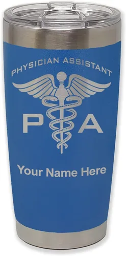 Vista 28 de LaserGram Vaso aislado al vacío de 20 onzas, asistente médico PA, grabado personalizado incluido (negro)
