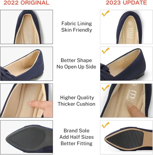 Vista 4 de MUSSHOE - Zapatos planos para mujer, de espuma viscoelástica, cómodos y puntiagudos
