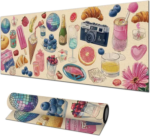 Vista 19 de HOMETITUTE Alfombrilla para mouse de 31.5 x 11.8 pulgadas, con bandera estadounidense, floral, XL, grande, extendida, para teclado, computadora