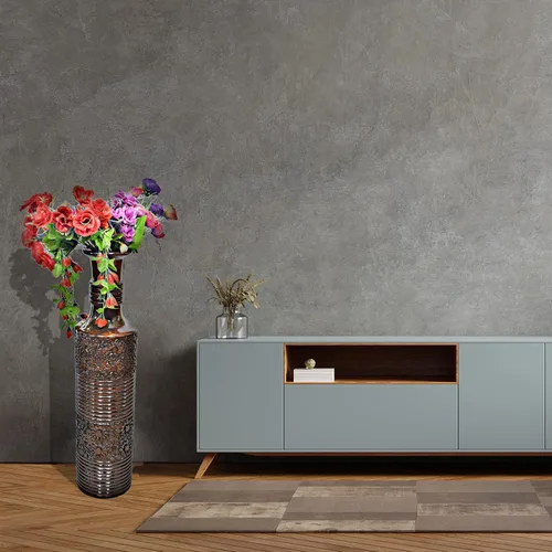 Vista 2 de Uniquewise Florero decorativo de madera de mango curvado a mano marrón con patrón texturizado único, 36 pulgadas