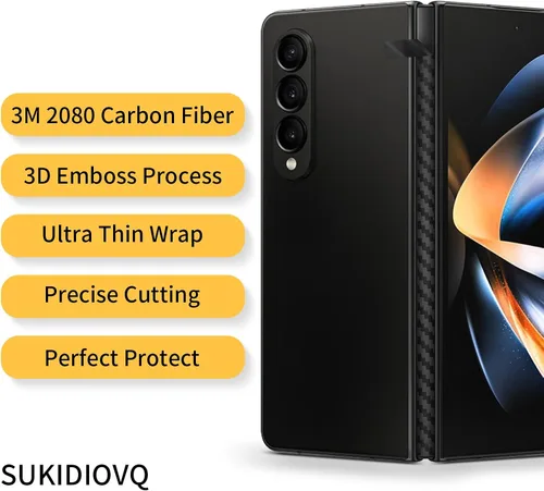 Vista 2 de Paquete de 4 unidades para Samsung Galaxy Z Fold 5 cubierta de bisagra de teléfono Protector de película de fibra de carbono 3M vinilo de PVC Fibra