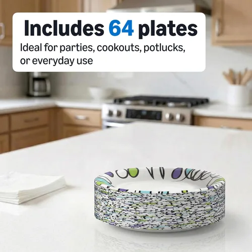 Vista 5 de Amazon Basics Ultra - Platos de papel, 8.62 pulgadas, desechables, 64