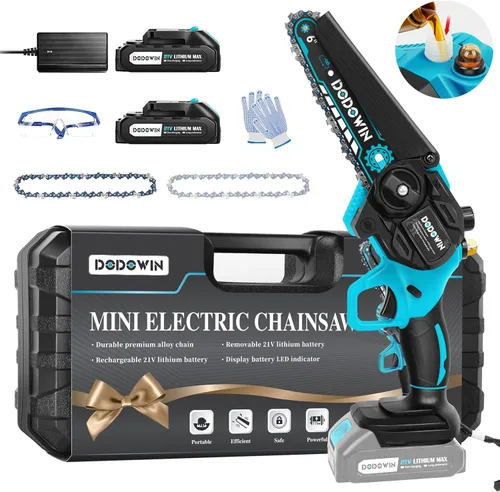Vista 11 de dodowin Mini motosierra de 6 pulgadas, regalos del día del padre para hombres, esposo, papá, motosierra eléctrica inalámbrica recargable, motosierra