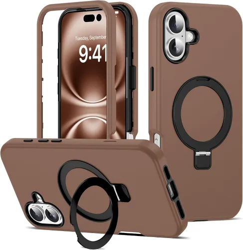 Vista 18 de Funda compatible con iPhone 13 y 14 de 6.1 pulgadas con soporte de anillo magnético [protección militar contra caídas] [compatible con Mag-Safe]