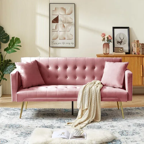 Vista 12 de Anwick Sofá cama moderno de terciopelo de 72 pulgadas, sofás plegables convertibles con 3 respaldos ajustables, asiento reclinable copetudo, patas