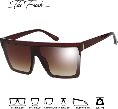 Vista 13 de The Fresh Gafas de sol cuadradas de una pieza con parte superior plana, lentes siameses