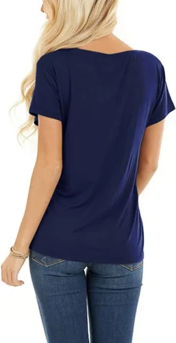 Vista 3 de Blusa de manga corta para mujer, cuello redondo, temperamento, para verano, ajustada, con estampado de Pascua