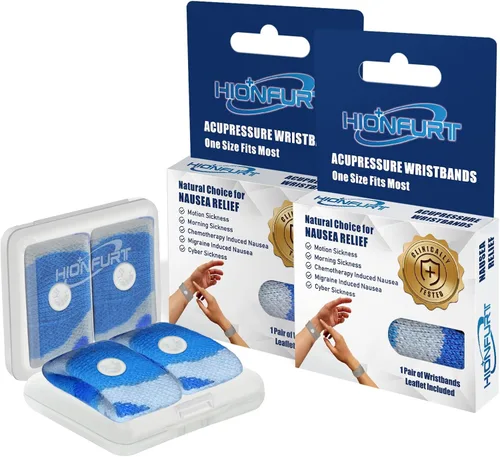 Vista 23 de Hionfurt Bandas de mareo por movimiento, pulsera antináuseas para adultos y niños, alivio de náuseas matutinas para mujeres embarazadas, alivio