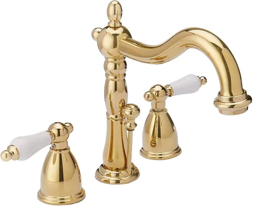 Vista 12 de Kingston Brass KB1978PL Heritage - Grifo de lavabo generalizado con mango de palanca de porcelana, níquel cepillado
