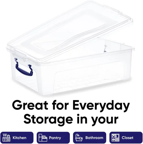 Vista 5 de Superio Contenedores de almacenamiento con tapas, recipientes de plástico transparente para organizar, bolsas apilables, sin BPA, sin olor, cajas