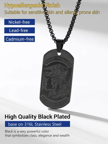 Vista 5 de Prosteel. - Collar con dije y cadena de San Miguel Arcángel, joyería religiosa católica.