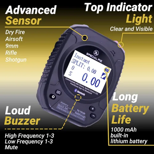 Vista 4 de Indesign Shot Timer with Belt Clip - 2025 Upgraded Shot Timer for Shooting Competition, Bluetooth Connect, Ideal for IPSC, IDPA, USPSA