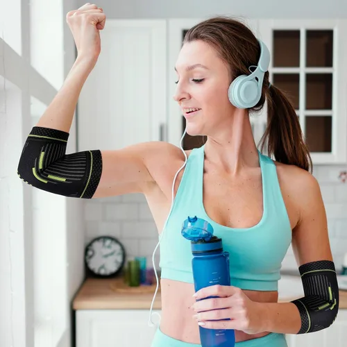 Vista 6 de Manga para Codo de Tenista, Manga de Compresión para Codo, Codera para Tendinitis y Codo de Tenista, Golfistas, Artritis, Bursitis. Alivio del Dolor