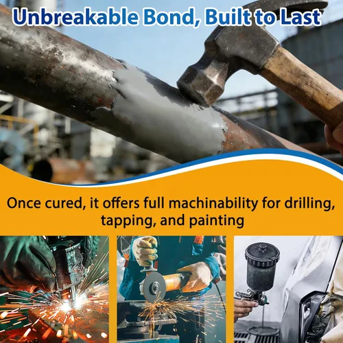 Vista 2 de Kit de epoxi para soldadura en frío, resistencia industrial, adhesivo de fundición resistente y masilla de reparación de metales, súper rápido