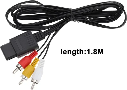 Vista 4 de 2 cables de repuesto de cable de video compuesto AV compatible con Nintendo 64 N64GamecubeSNES AV cables de repuesto