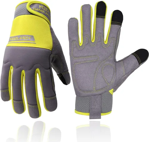 Vista 7 de HANDLANDY HLDD Work Gloves Women, Safety Work Gloves Touchscreen Working Glove for Mechanic, Gardening, Construction, DIY