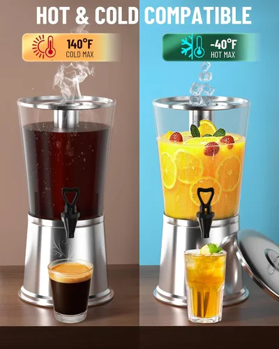 Vista 8 de WantJoin - Dispensador de bebidas con soporte, dispensador de bebidas para fiestas, dispensador de agua de acero inoxidable con núcleo de hielo