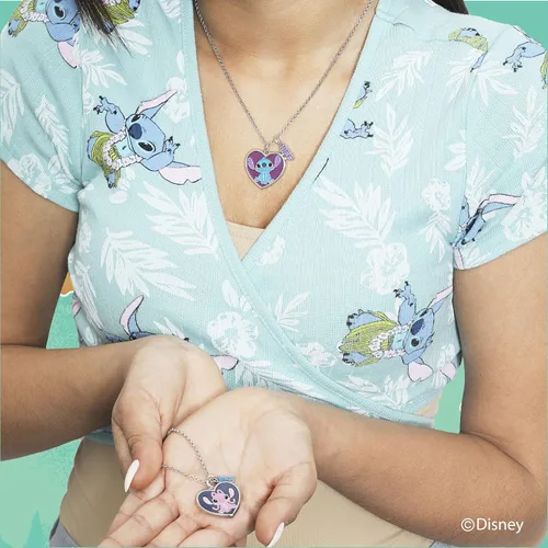 Vista 3 de Disney Lilo & Stitch - Juego de 2 collares de mejores amigas con dije de BFF y Stitch, con licencia