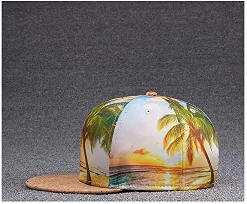 Vista 7 de Galaxy Hawaii Coconut Tree Print Flatbill Visor Snapback Gorra Gorra de béisbol