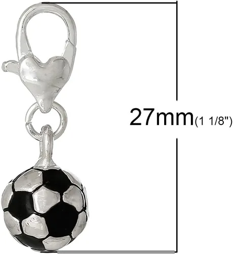 Vista 3 de Sexy Sparkles Colgante de abalorio Clip de pelota de fútbol, aleación de metal de zinc con cierre de langosta, compatible con pulseras y collares