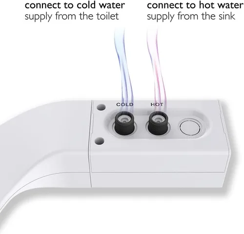 Vista 7 de BIDETbidet - Accesorio de bidé ultradelgado reversible para agua caliente izquierda/derecha con control de temperatura, juego de pomos