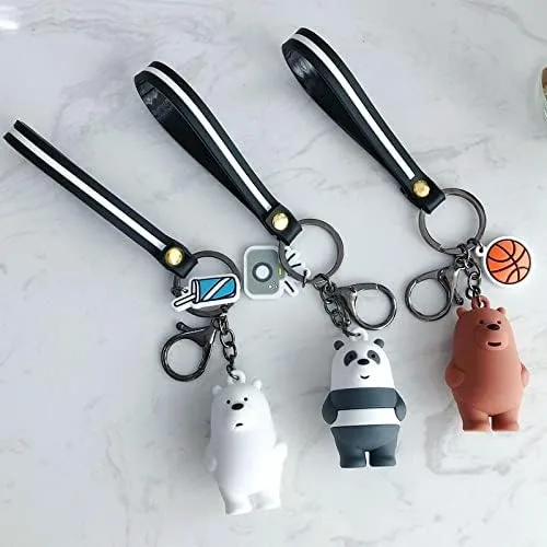 Vista 4 de SPEEDYUNI Llavero de oso lindo oso de hieloGrizzlyPANDA con diseño de dibujos animados regalo perfecto los tres osos desnudos nosotros desnudos