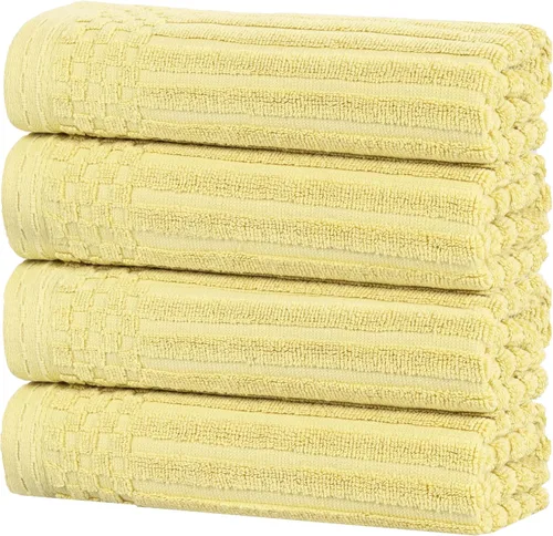 Vista 104 de Superior Juego de 6 toallas de algodón sólido y acanalado, toallas de cara de 13 x 13 pulgadas, toallas de mano de 16 x 28 pulgadas, toallas de baño