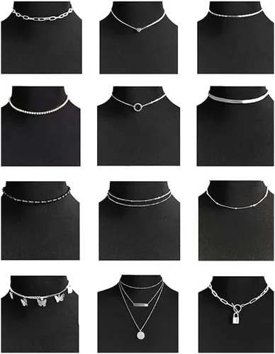 Vista 9 de 12 piezas Collar de Cadena con Cuentas Doradas Moneda Luna Estrella Colgante de Perla Cadena Gargantilla Collar Multicapa Cordón de Cuero Conjunto
