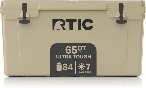 Vista 9 de RTIC - Hielera ultra resistente portátil de 65 cuartos de galón, tipo baúl, con aislamiento, para playa, bebidas, camping, picnic, pesca, barco Gris