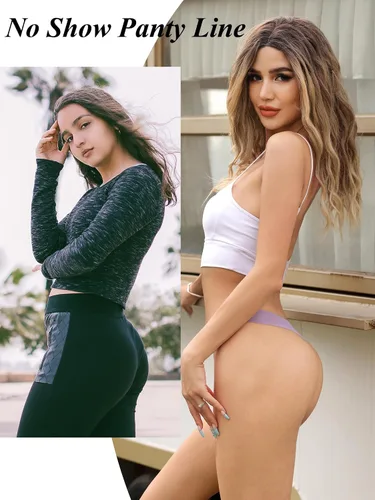 Vista 4 de Paquete de 8 tangas sin costuras para mujer, ropa interior transpirable suave, tangas elásticas, multi para mujer