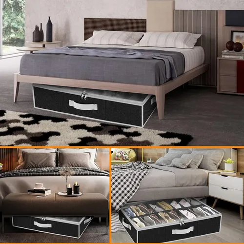 Vista 4 de homyfort Organizador de almacenamiento de zapatos debajo de la cama para armario, contenedor extra grande para zapatos debajo de la cama, paquete