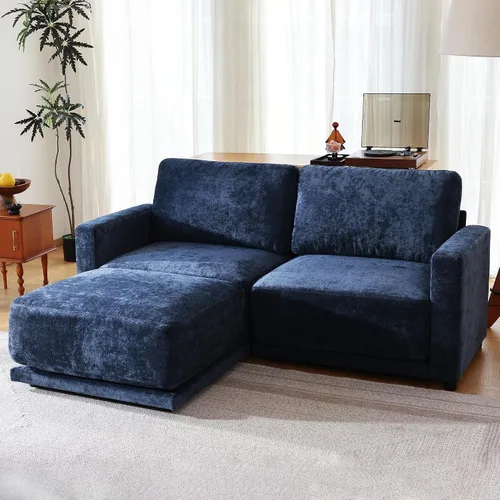 Vista 32 de Sofá modular de 79 pulgadas para sala de estar pequeña, sofá moderno en forma de L con otomana, juego de sofá de felpilla de 3 piezas para muebles